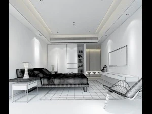 stylish bedroom complete 105 3D Model