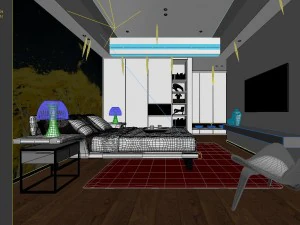 stylish bedroom complete 105 3D Model