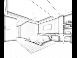 stylish bedroom complete 106 3D Model