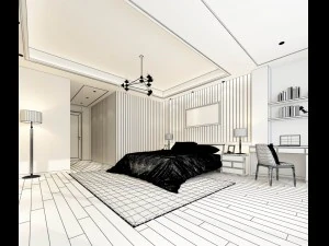 stylish bedroom complete 106 3D Model