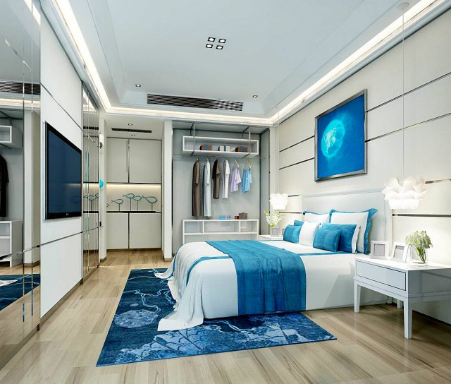 stylish bedroom complete 107 Modelo 3D .c4d .max .obj .3ds .fbx .stl .blend 