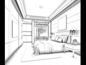 stylish bedroom complete 107 3D Model