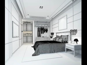 stylish bedroom complete 107 3D Model