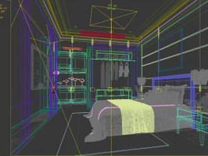 stylish bedroom complete 107 3D Model