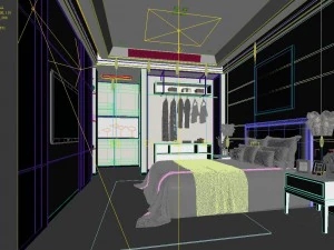 stylish bedroom complete 107 3D Model