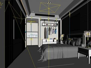 stylish bedroom complete 107 3D Model