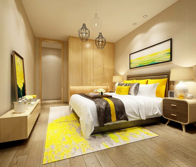 stylish bedroom complete 108 3D Модель .c4d .max .obj .3ds .fbx .stl .blend 