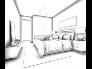 stylish bedroom complete 108 3D Model