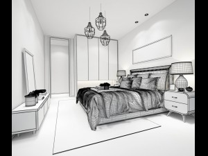 stylish bedroom complete 108 3D Модель
