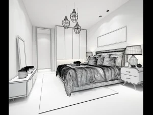 stylish bedroom complete 108 3D Model