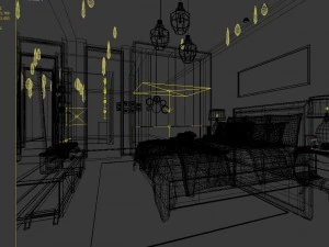 stylish bedroom complete 108 3D Model