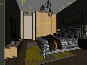 stylish bedroom complete 108 3D Model