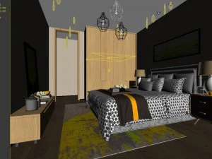 stylish bedroom complete 108 3D Model