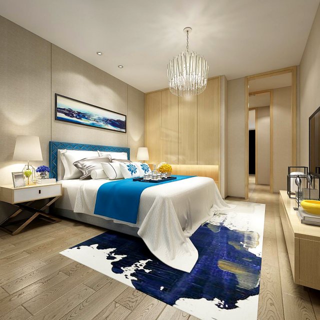 stylish bedroom complete 109 Modèle 3D .c4d .max .obj .3ds .fbx .stl .blend 