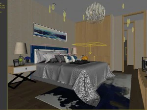 stylish bedroom complete 109 3D Model
