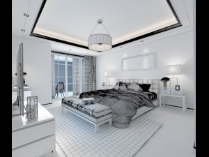 stylish bedroom complete 110 Model 3D