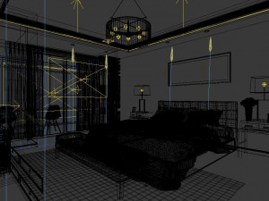 stylish bedroom complete 110 Model 3D