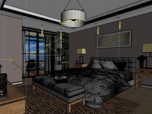 stylish bedroom complete 110 Model 3D