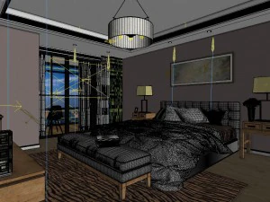 stylish bedroom complete 110 3D Model