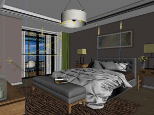 stylish bedroom complete 110 Model 3D