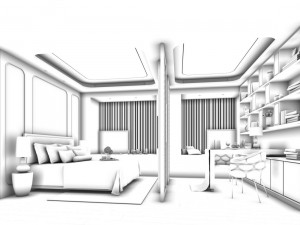 stylish bedroom complete 112 3D Model