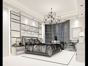 stylish bedroom complete 112 3D Model