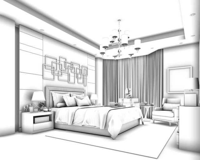 stylish bedroom complete 113 Model 3D .c4d .max .obj .3ds .fbx .stl .blend 