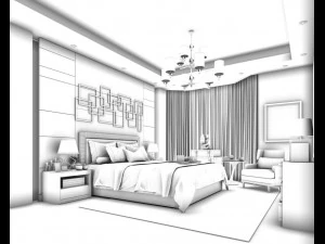 stylish bedroom complete 113 3D Model