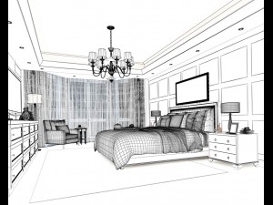 stylish bedroom complete 113 Model 3D