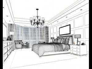 stylish bedroom complete 113 3D Model