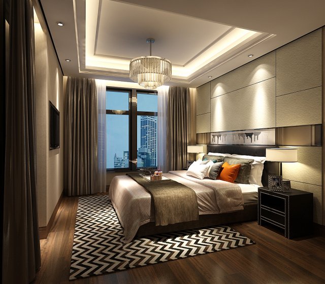 stylish bedroom complete 114 3D मॉडल .c4d .max .obj .3ds .fbx .stl .blend 