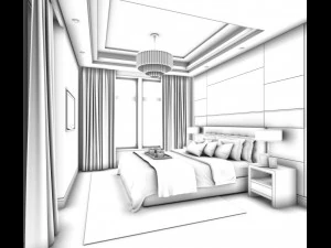stylish bedroom complete 114 3D Model