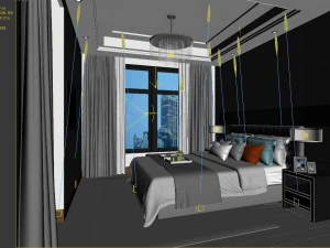 stylish bedroom complete 114 3D Model