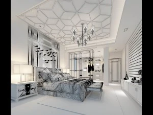 stylish bedroom complete 115 3D Model