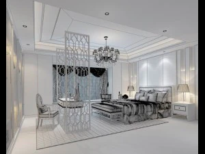 stylish bedroom complete 116 3D Model