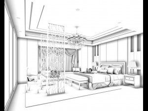 stylish bedroom complete 116 3D Model