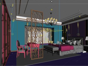 stylish bedroom complete 116 3D Model