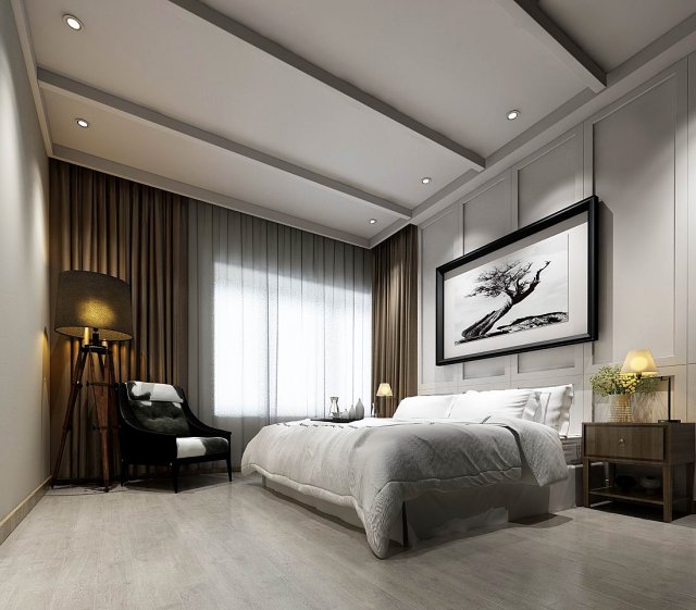 stylish bedroom complete 117 Modelo 3D .c4d .max .obj .3ds .fbx .stl .blend 