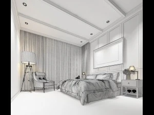 stylish bedroom complete 117 3D Model