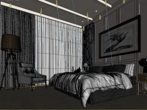 stylish bedroom complete 117 3D Model