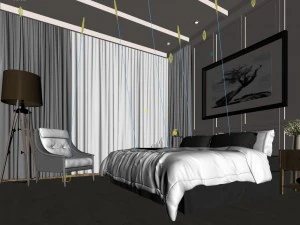 stylish bedroom complete 117 3D Model