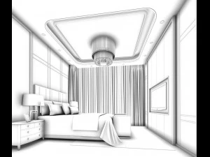 stylish bedroom complete 118 3D Model