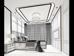 stylish bedroom complete 118 3D Model