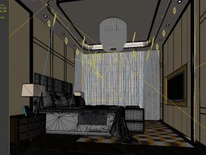 stylish bedroom complete 118 3D Model