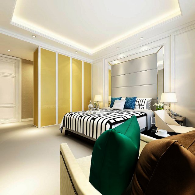 stylish bedroom complete 119 Modelo 3D .c4d .max .obj .3ds .fbx .stl .blend 
