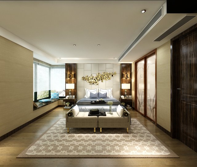 stylish bedroom complete 120 Modello 3D .c4d .max .obj .3ds .fbx .stl .blend 