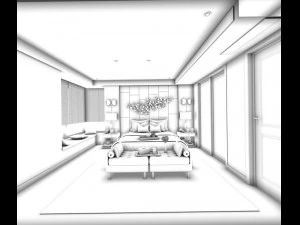 stylish bedroom complete 120 3D Model
