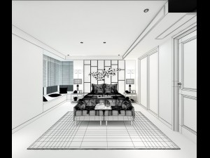 stylish bedroom complete 120 Modello 3D