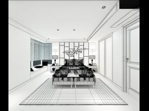stylish bedroom complete 120 3D Model