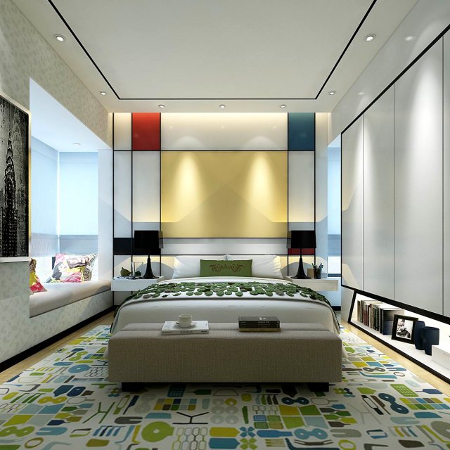 stylish bedroom complete 121 3Dモデル .c4d .max .obj .3ds .fbx .stl .blend 